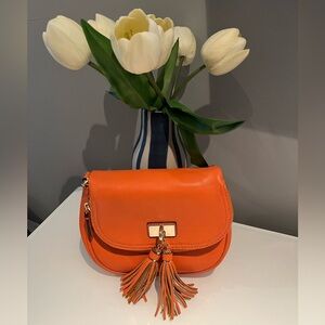 Aldo Vibrant Orange Crossbody Bag with Tassels